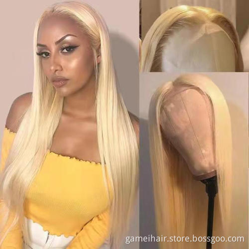 raw virgin cuticle aligned brazilian frontal human hair 613 blonde transparent lace front wig with baby hair for black women